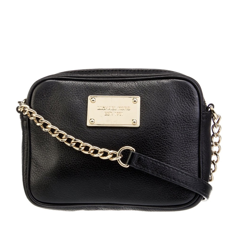 Michael Kors Black Pebbled Leather Small Crossbody Bag Purse